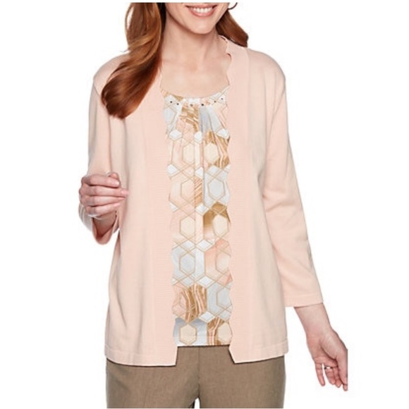 Alfred Dunner Apricot Petite 2Fer Sweater PM - Picture 1 of 4
